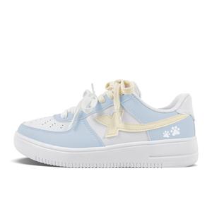 XTEP Кроссовки Air Force One с противоскользящим износостойким низким верхом для скейтборда унисекс, синие и желтые