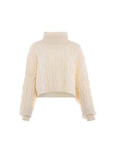 MyMo Женский свитер с высоким воротником из белой шерсти