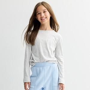 Детская футболка с длинным рукавом для девочек 6-20 лет в размерах regular и plus So, Heather Grey