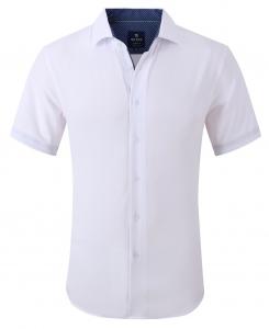 Мужская классическая рубашка slim fit с коротким рукавом на пуговицах Tom Baine, белый