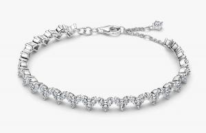 Браслет Pandora Triple Stone Heart, серебро