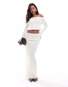 Джемпер с открытыми плечами и вырезом-бардо от 4th & Reckless кремового цвета