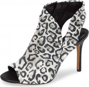 YDN Women Chic Peep Toe Stiletto High Heel Short Booties Cutout Slingback Side Zippers Walking Shoes, Black Leopard