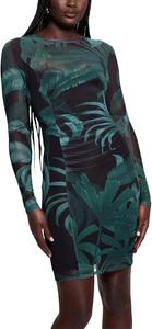 GUESS Женское платье Millie с длинными рукавами, Tropical Eclipse Print Green