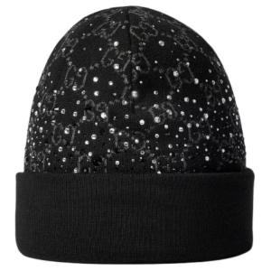 Шерстяная шапка-бини Gg с кристаллами GUCCI, черный