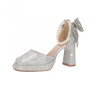 Zubumei Серебряные женские туфли на платформе с массивным каблуком 9 см, цвет Silver