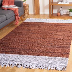 SAFAVIEH Vintage Leather Collection ковер 92 x 153 см - Light Grey & Rust, ручной работы современный дизайн с бахромой, идеально для гостиной, спальни, столовой (VTL310P-3)