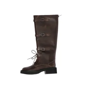 Lost In Echo Коричневые лакированные женские высокие сапоги, цвет Brown Polished