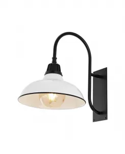 Настенный светильник Stanley 31 см с одним плафоном в стиле "фермерский индустриальный" для внутреннего и наружного использования, с железным кронштейном типа "гусиная шея" Jonathan Y, белый