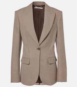 Клетчатый пиджак из натуральной шерсти Stella McCartney, Multicolor Brown