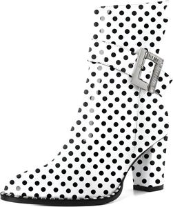 Женские ботильоны Eldof с округлым носком, массивным каблуком, бусинами, осенние короткие ботинки с пряжкой, боковой молнией, каблук 7,5 см