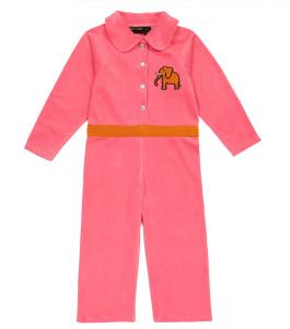 Велюровый комбинезон с вышивкой Mini Rodini, розовый