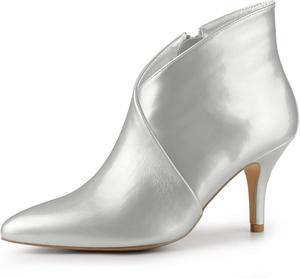 Женские ботильоны Allegra K с зауженным носком в форме V и каблуком-стилето, Silver