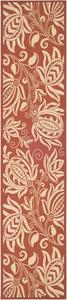 Ковер SAFAVIEH, 69 x 305 см, Washable Rug Outdoor Courtyard Collection - Runner, красный и натуральный, без линьки и легкий в уходе, идеально для патио, прихожей, гардеробной, коридора, кухни (CY2961-3707)