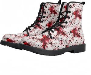 Женские короткие ботинки с принтом, шнуровкой и массивным каблуком, боевые ботильоны на осень и зиму для девушек, с узором в виде роз, черепов, бабочек и мультяшных цветков Maimeili, Paint