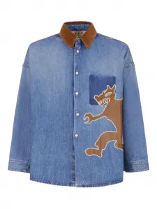 Джинсовая рубашка X Slawn & Soldier с нашивкой-волком Marni, синий