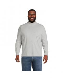 Мужской большой & Футболка с воротником-стойкой Super-T Tall Lands' End, серый