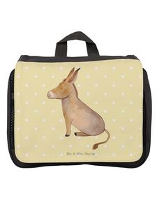 Mr. & Mrs. Panda Косметичка с изображением осла (без слогана) пастельно-желтого цвета