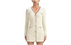 Селфи Китайский Новый Год Длинный Рукав Платье Женское Слоновая Кость Белый Self-portrait