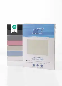 Простыня на резинке из джерси, хлопок, 90х200+30 см, кремового цвета KK Shopping