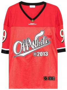 Футболка с коротким рукавом Off-White Type Logo Mesh Football, красно-белая