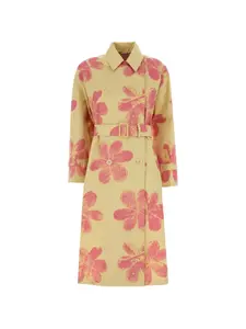 Пальто из хлопка с принтом Radioso Weekend Max Mara, бежевый