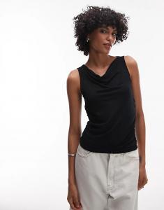 Майка Levi's Clea с воротом-хомутом и сборками, черного цвета