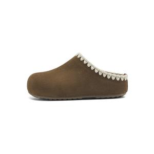 FIVE PLUS Женские замшевые тапочки с закрытым носком на резиновой подошве с вышивкой, бесшумные и устойчивые к истиранию, верблюжий цвет, цвет Camel