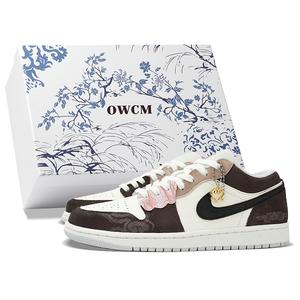 Jordan Кроссовки Air 1 с антискользящим покрытием, износостойкие, низкие, для скейтбординга, унисекс, коричневые, белые