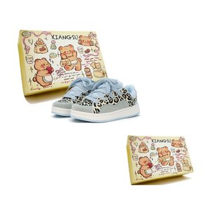 Скользоустойчивые износостойкие низкие скейтерские туфли для женщин XIANGSU, ice синий leopard print (high-quality upgraded)