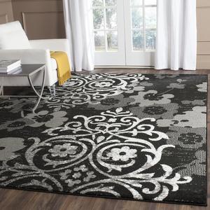 Ковер SAFAVIEH, 366 x 549 см, Adirondack Collection, Black & Silver, Floral Glam Distressed Design, Non-Shedding & Easy Care, идеален для помещений с высокой проходимостью в гостиной, спальне (ADR114A)