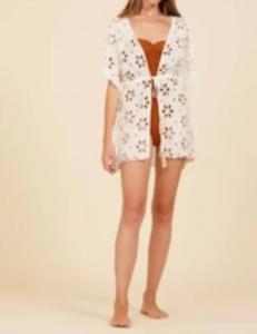 Накидка с цветочным принтом бежевого цвета Surf Gypsy