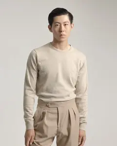 Мужской свитер с круглым вырезом из хлопка PuroEgo, бежевый