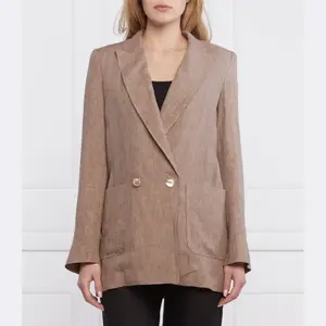 Элегантная льняная куртка Metora классического кроя Marella, коричневый