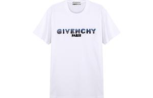 Givenchy Футболка мужская бело-голубая Crew Neck Moderate Straight Fit