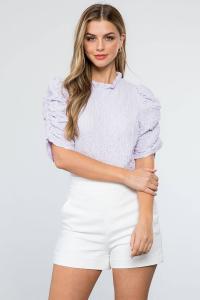 Annie топ с присборенными рукавами и фактурой в фиолетовом цвете THML