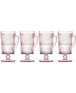 Набор из 4 кружек Claro на ножке Godinger, розовый