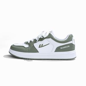 WARRIOR Скользоустойчивые легкие низкие скейтерские кроссовки на платформе унисекс бело-зеленые, цвет White Green