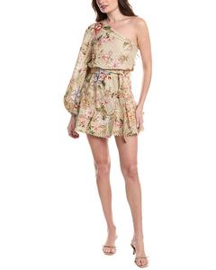 Хеминат и Нандита Мини-платье с одним плечом и ажурными отверстиями Hemant & Nandita, бежевый