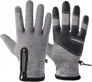 Мотоциклетные перчатки для сенсорных экранов – водонепроницаемые зимние перчатки, теплые мотоциклетные перчатки для сенсорных экранов | ветрозащитные термоперчатки с флисовой подкладкой, зимние перчатки для мужчин и женщин, Schwarz