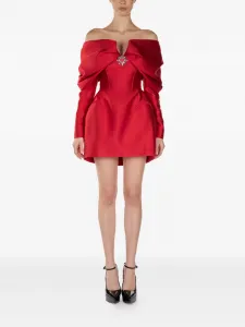Мини-платье с открытыми плечами и украшениями Araftu, красный