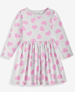 Детское платье для девочек 2T-4T с длинными рукавами и принтом в виде сердечек Epic Threads, Slate Heather