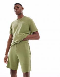 Boss Bodywear co-ord ребристые шорты зеленого цвета BOSS Orange