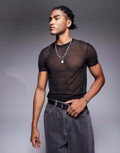 Футболка ASOS DESIGN muscle fit из черной сетки