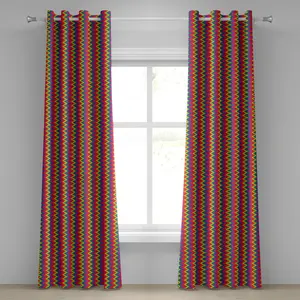 Потрясающая штора на люверсах ABAKUHAUS, радужный вертикальный зигзагообразный узор, геометрические полосы, декоративные двухпанельные шторы, 280 см x 260 см, многоцветная Abakuhaus