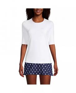 Женский рашгард с рукавом до локтя UPF 50 Lands' End, белый