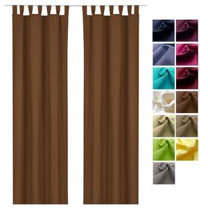 Heimtexland  Декоративная штора Хлопковая однотонная штора с рюшами Лента-петли Непрозрачная занавеска натурального типа625 Петля для штор В x Ш 160 x 125 см Каштан