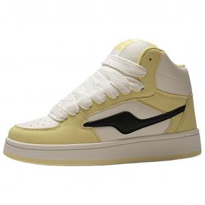 Alxnan Женские кеды высокие повседневные бело-желтые, цвет White Yellow