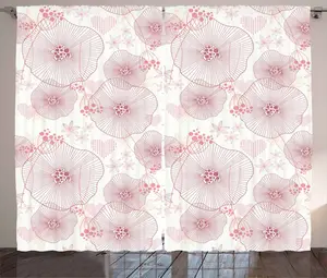 Штора в деревенском стиле ABAKUHAUS с цветочным рисунком, Цветы романтической весны, для спальни, присборенная, с петлями и крючками, 280 x 245 см, засушенная роза и белый Abakuhaus