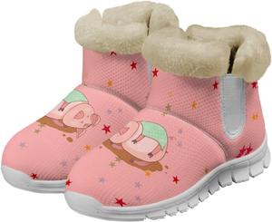 Зимние теплые сапоги chaqlin Cute Pig для женщин, плоская подошва, противоскользящие, устойчивые к холоду, легкие, с флисовой подкладкой и плюшевым мехом, удобные, повседневные, для улицы, Pig Stars